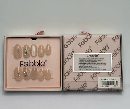 Febble - Crystal Leaf Nude Press-On Nails